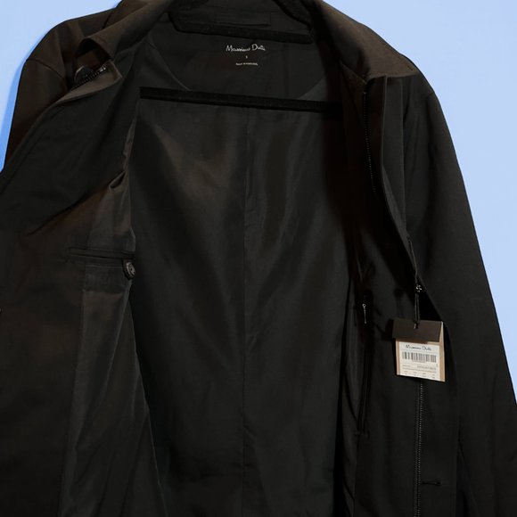 NWT Massimo Dutti Men's Trench Coat, Wool Blend, Waterproof - Picture 3 of 10